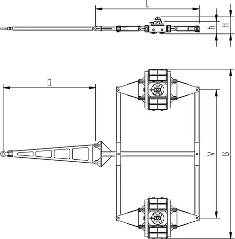 Abmessungen des HTS Transportfahrwerks ISOCON ICX16D